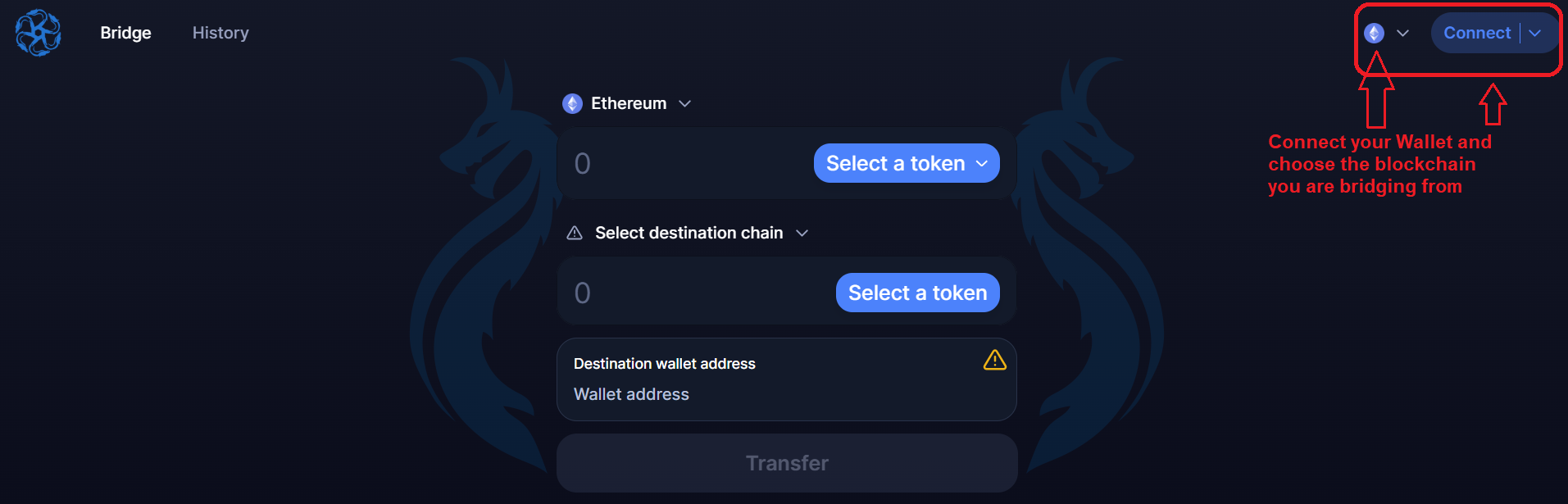 Connect Wallet and choose blockchain