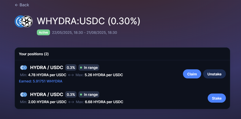 Click on Stake to start earning Liquidity Mining Rewards