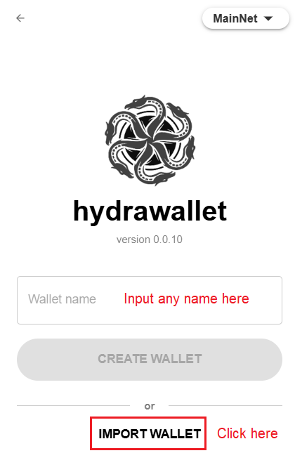 Import an existing wallet